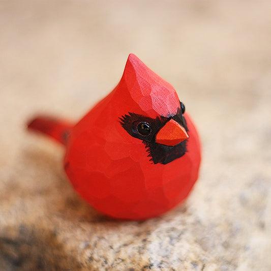 Cardinal Bird Figurines Painted Wooden