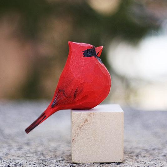 Cardinal Bird Figurines Painted Wooden