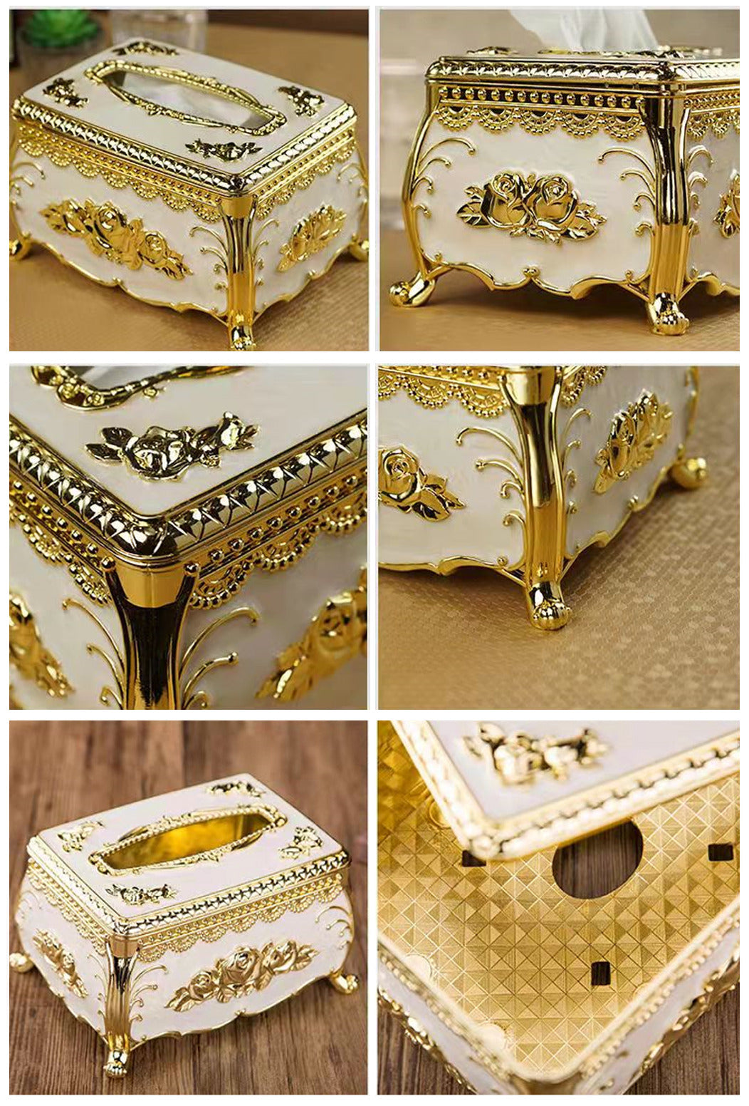 歐式雕刻金邊或銀邊紙巾盒
