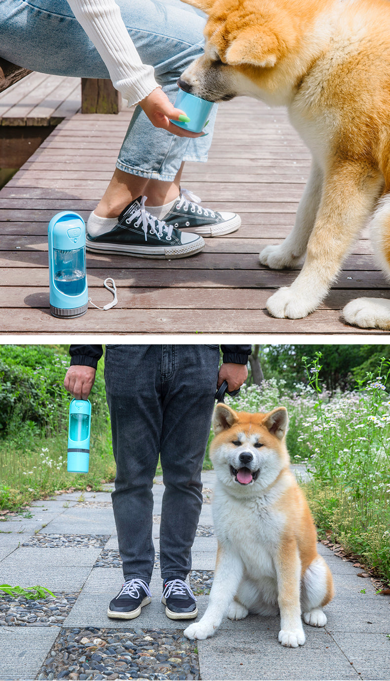 Portable Collapsible Pet Water Bottle With Food Storage