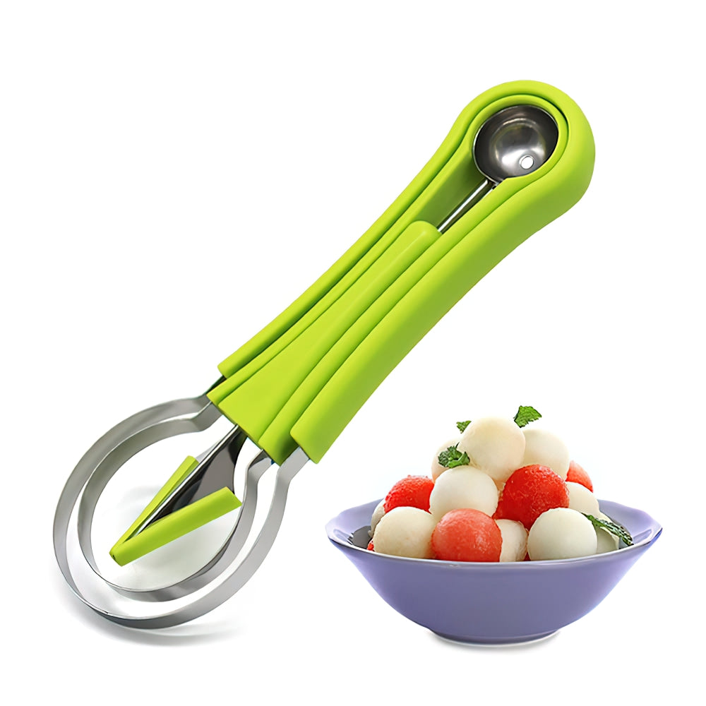 Lazylifeshop 4 in 1 Stainless Steel Melon Baller Scoop Set Green