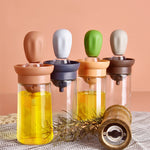 Glass Olive Oil Bottle And Brush 2 In 1 Set of 4 - Lazylifeshop