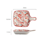 Cherry Peach Star Fruit Orange Pineapple Cartoon Ceramic Plate With Handle - Lazylifeshop