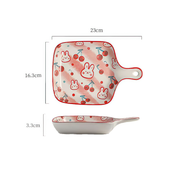 Cherry Peach Star Fruit Orange Pineapple Cartoon Ceramic Plate With Handle - Lazylifeshop