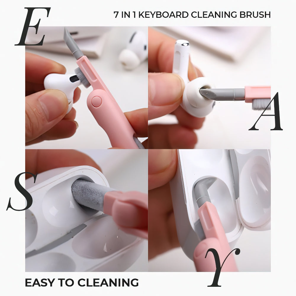 7-in-1 Electronics Cleaner Brush Kit Pink