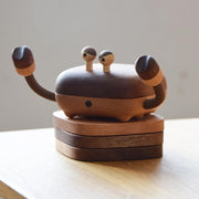 Crab Coaster Set of 1 Drinkware Handmade Wooden Coasters with Holder - Lazylifeshop