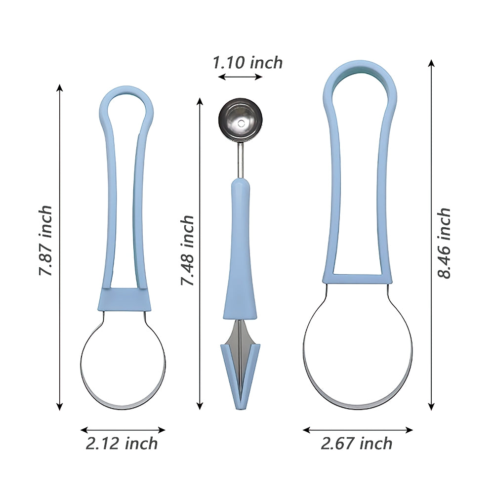 Lazylifeshop 4 in 1 Stainless Steel Melon Baller Scoop Set Blue