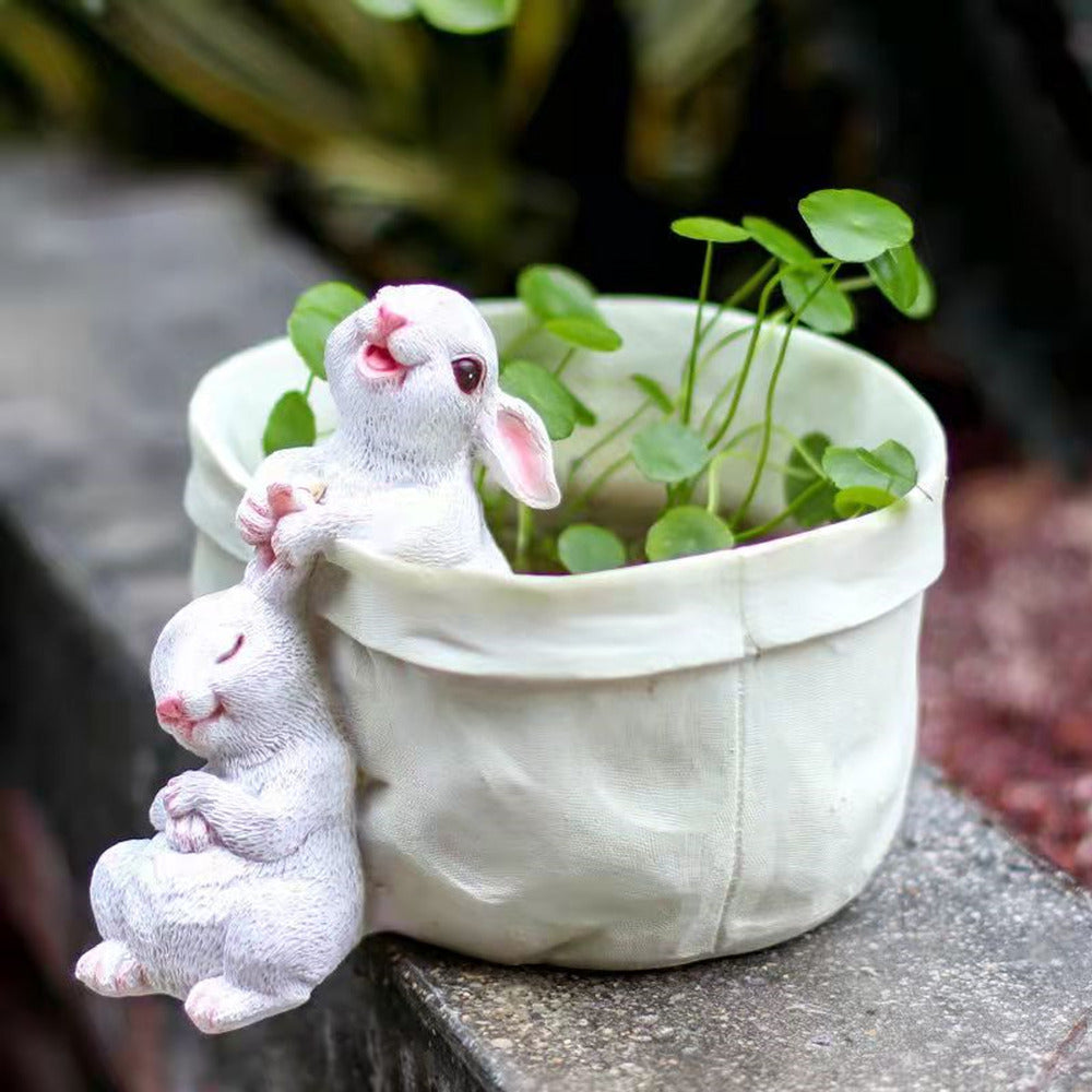 Relaxing Bunny Flower Pot