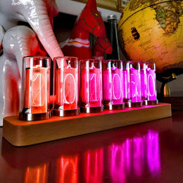 D'ESIGN LED Clock 6-Digit Nixie Tube Clock USB Type-C Powered (Color Adjustable) - Lazylifeshop