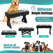 Elevated Adjustable Stainless Steel Pet Bowl - Lazylifeshop