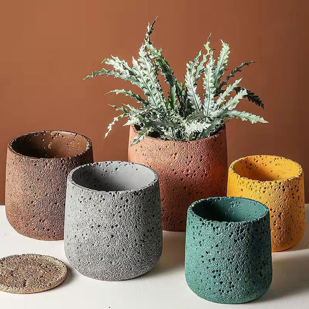 stone planting pots Imitation Volcanic Stone Flower Pot Dark green / M