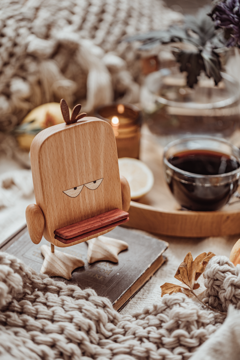 Duck Cell Phone Stand Wooden Handmade Big Face Phone Stand