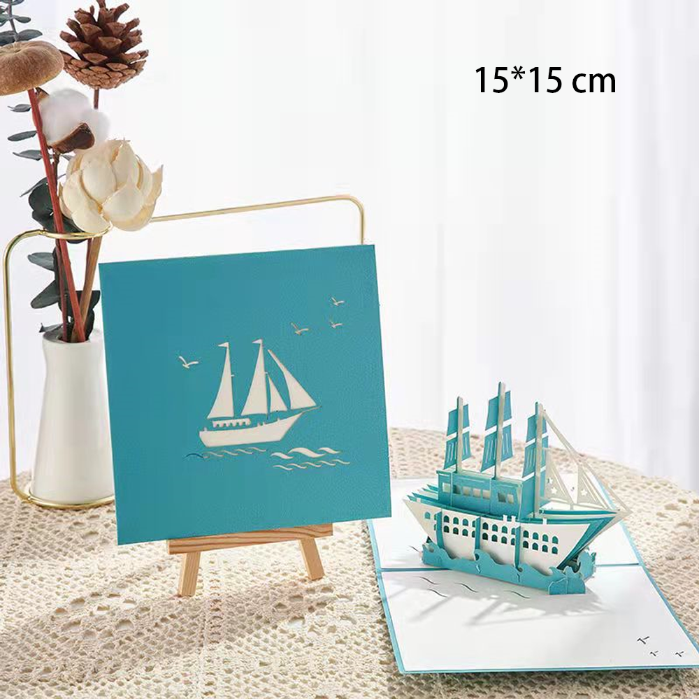 Sailboat 3D Pop-Up Festival Greeting Card