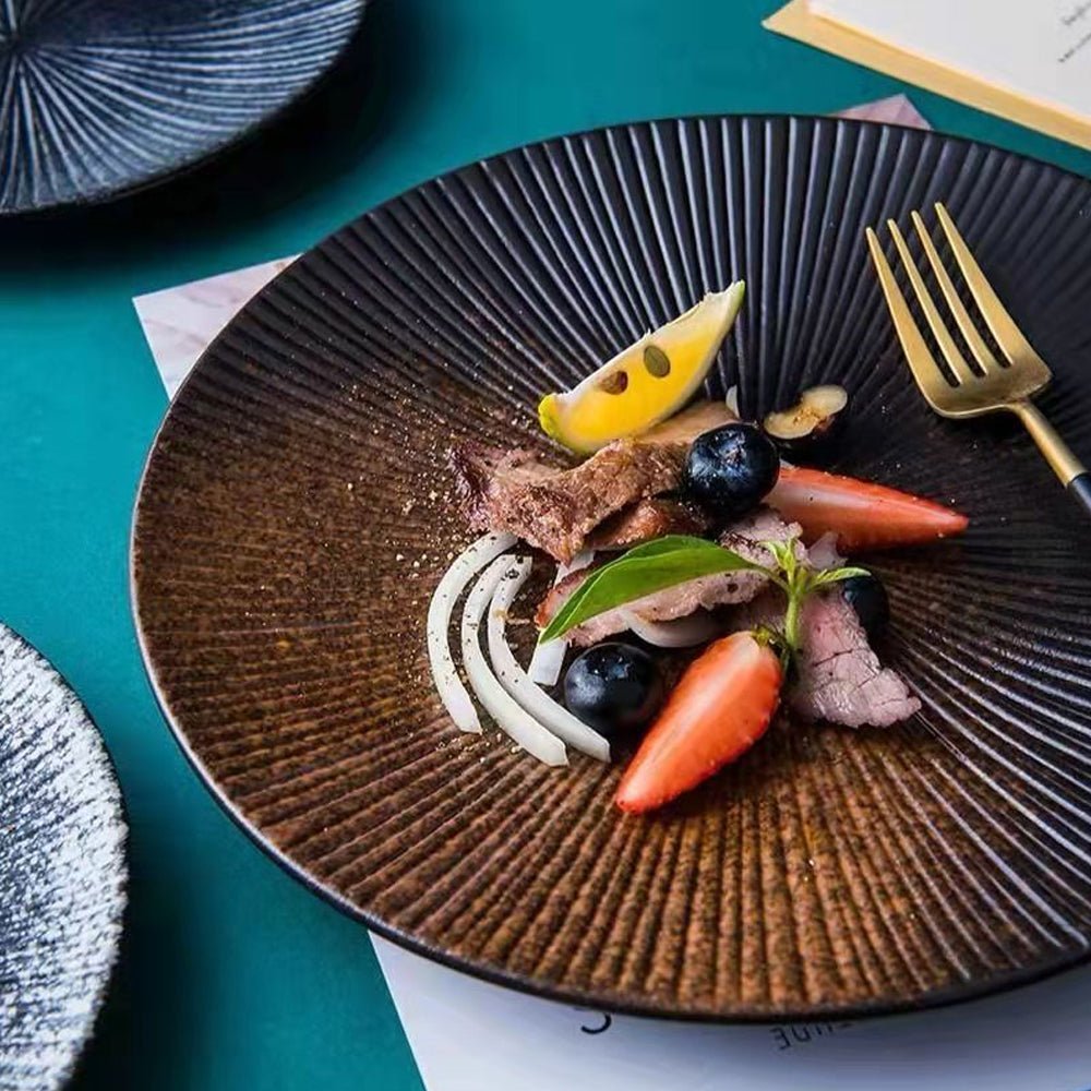 Japanese Style Ceramic Western Dinner Plate Set of 2