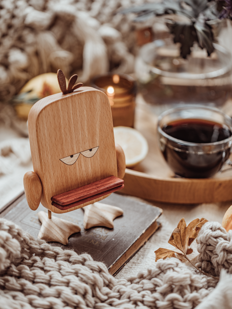 Duck Cell Phone Stand Wooden Handmade Big Face Phone Stand