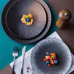 Japanese Style Ceramic Western Dinner Plate Set of 2 - Lazylifeshop