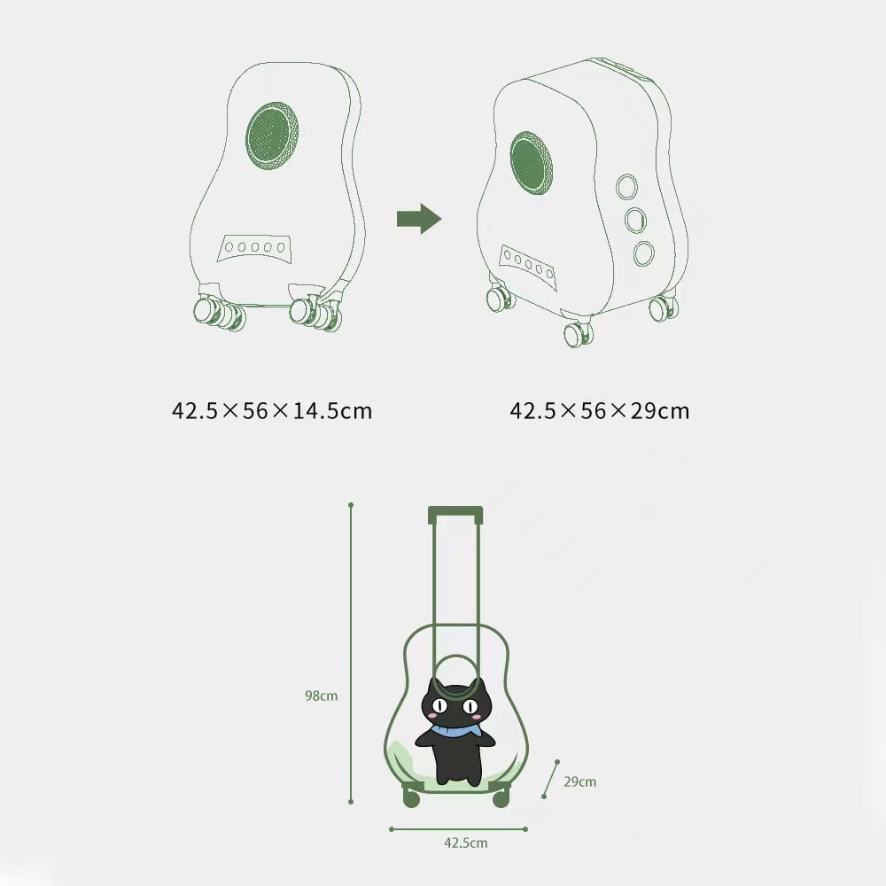 Guitar Style Portable Pet Travel Trolley Carrier