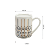 Line Retro New Bone China Mug Coffee Cup Tea Cup With Lid 370 ml