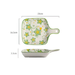 Cherry Peach Star Fruit Orange Pineapple Cartoon Ceramic Plate With Handle - Lazylifeshop