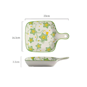 Cherry Peach Star Fruit Orange Pineapple Cartoon Ceramic Plate With Handle - Lazylifeshop