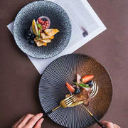 Japanese Style Ceramic Western Dinner Plate Set of 2 - Lazylifeshop
