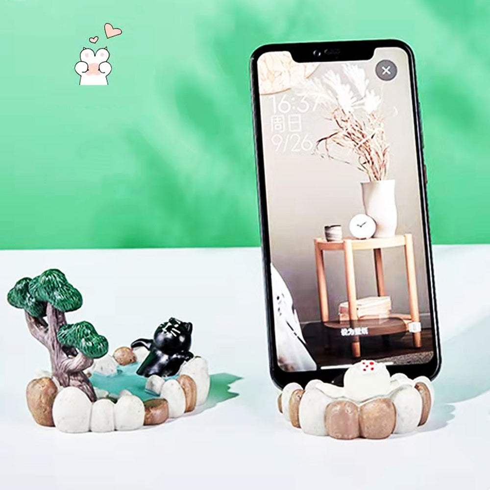 Cat In Hot Spring Cell Phone Stand
