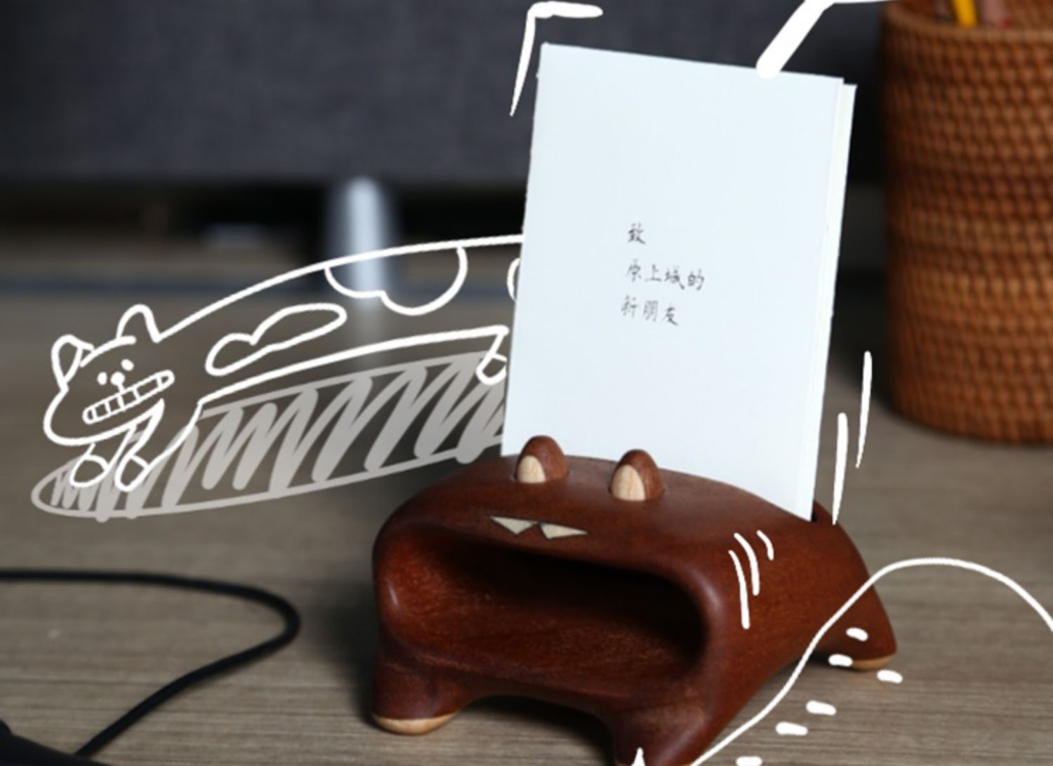 Noise Cat Wooden Phone Speaker Cell Phone Stand