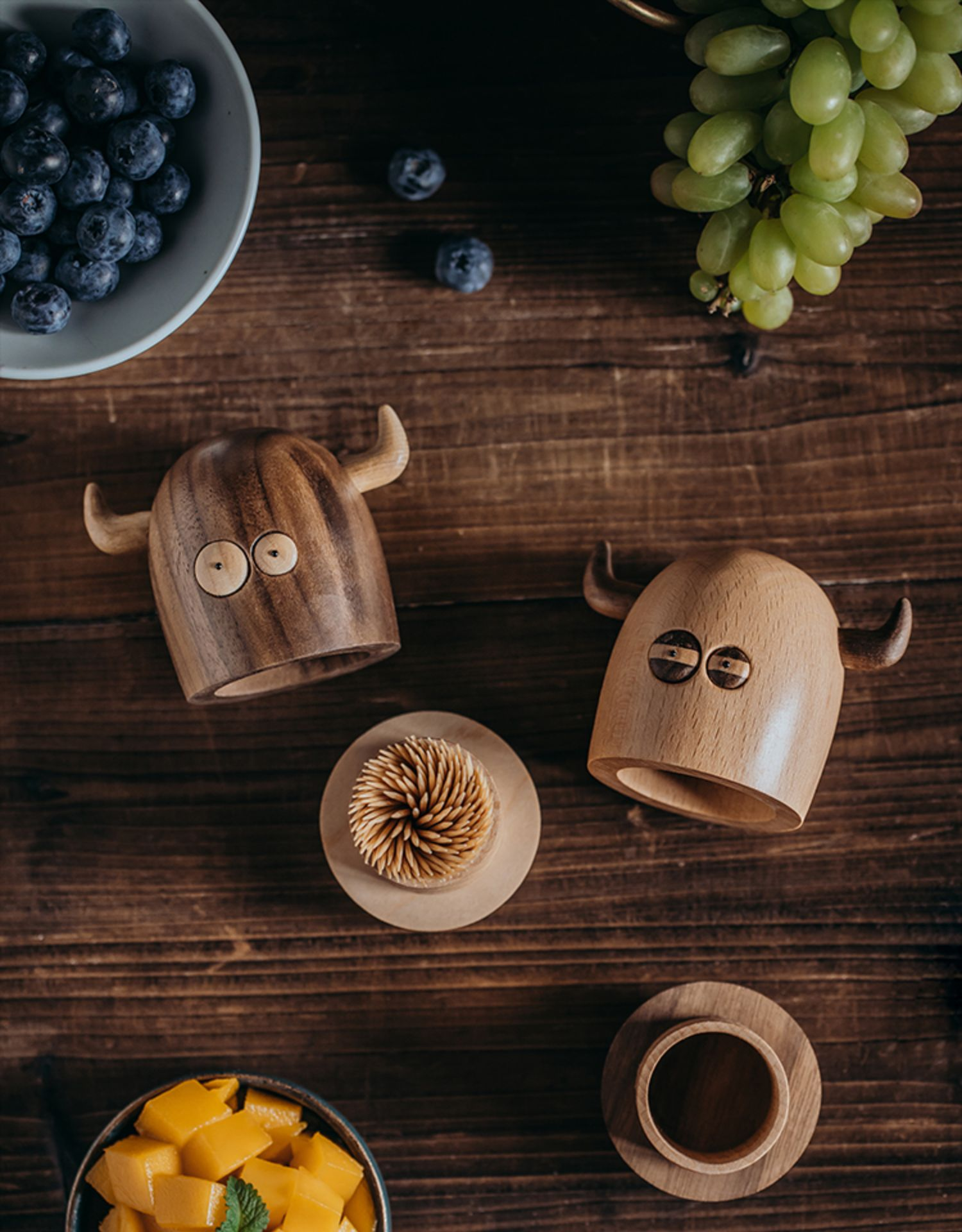 Little Monster Toothpick Holder Wooden handmade ornaments