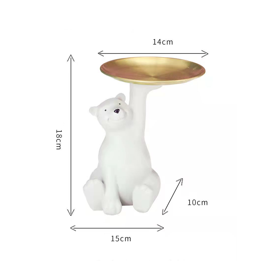 Estatua de oso polar sentado con bandeja