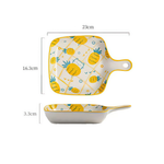 Cherry Peach Star Fruit Orange Pineapple Cartoon Ceramic Plate With Handle - Lazylifeshop