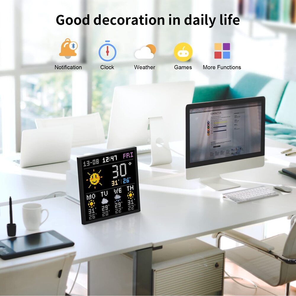 Divoom Pixoo-64 WiFiピクセルクラウドデジタルフレーム、APPコントロール、64 X64LEDパネルディスプレイフレーム