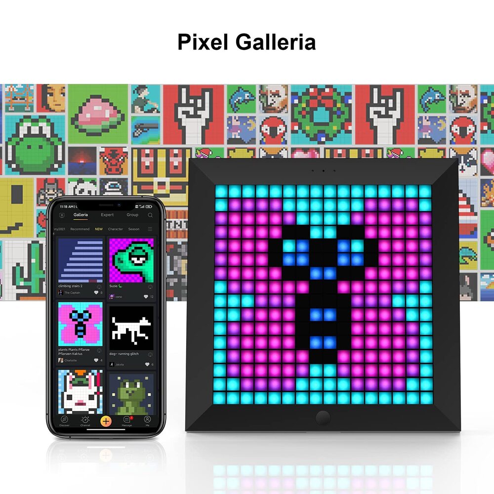 Divoom Pixoo Pixel Art Marco de fotos digital con control de aplicación de pantalla LED de 16x16