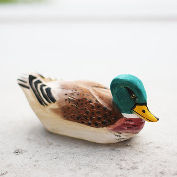 Mallard Figurines Hand Carved Painted Wooden - Lazylifeshop