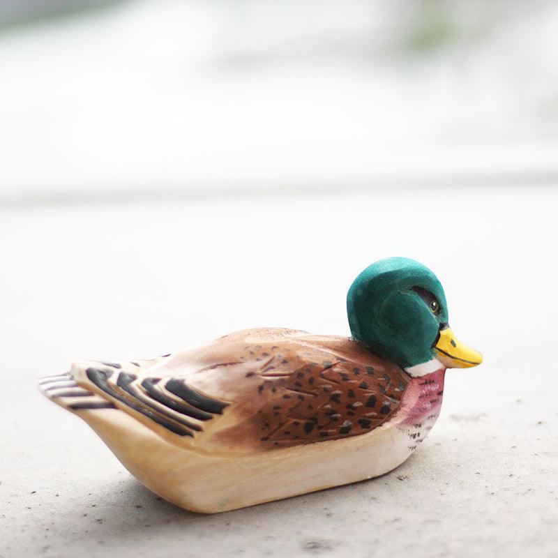 Mallard Figurines Hand Carved Painted Wooden