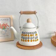 Retro Rustic Style Thickened Ceramic Enamel Teapot Tea Kettle 1.4L