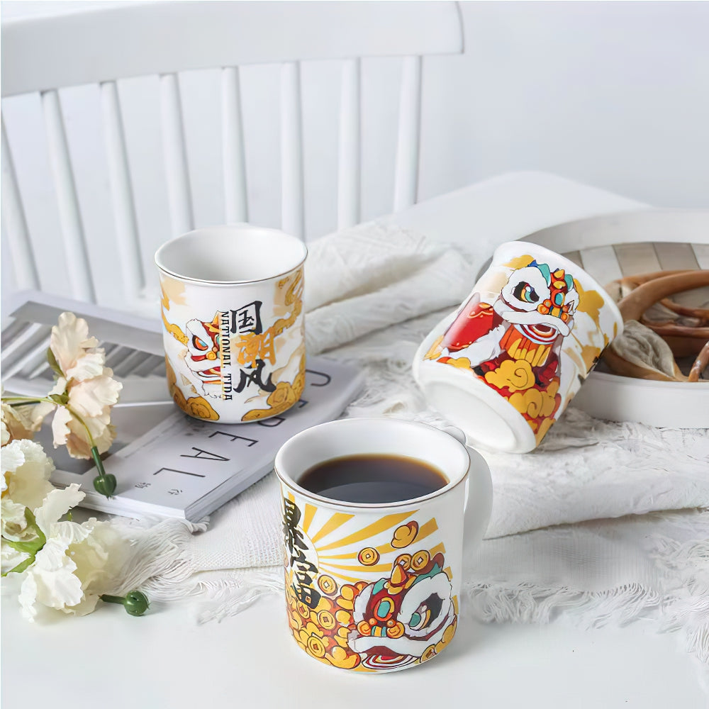 Lion Dance New Bone Campfire Coffee Mug Tea Cup 380 ml