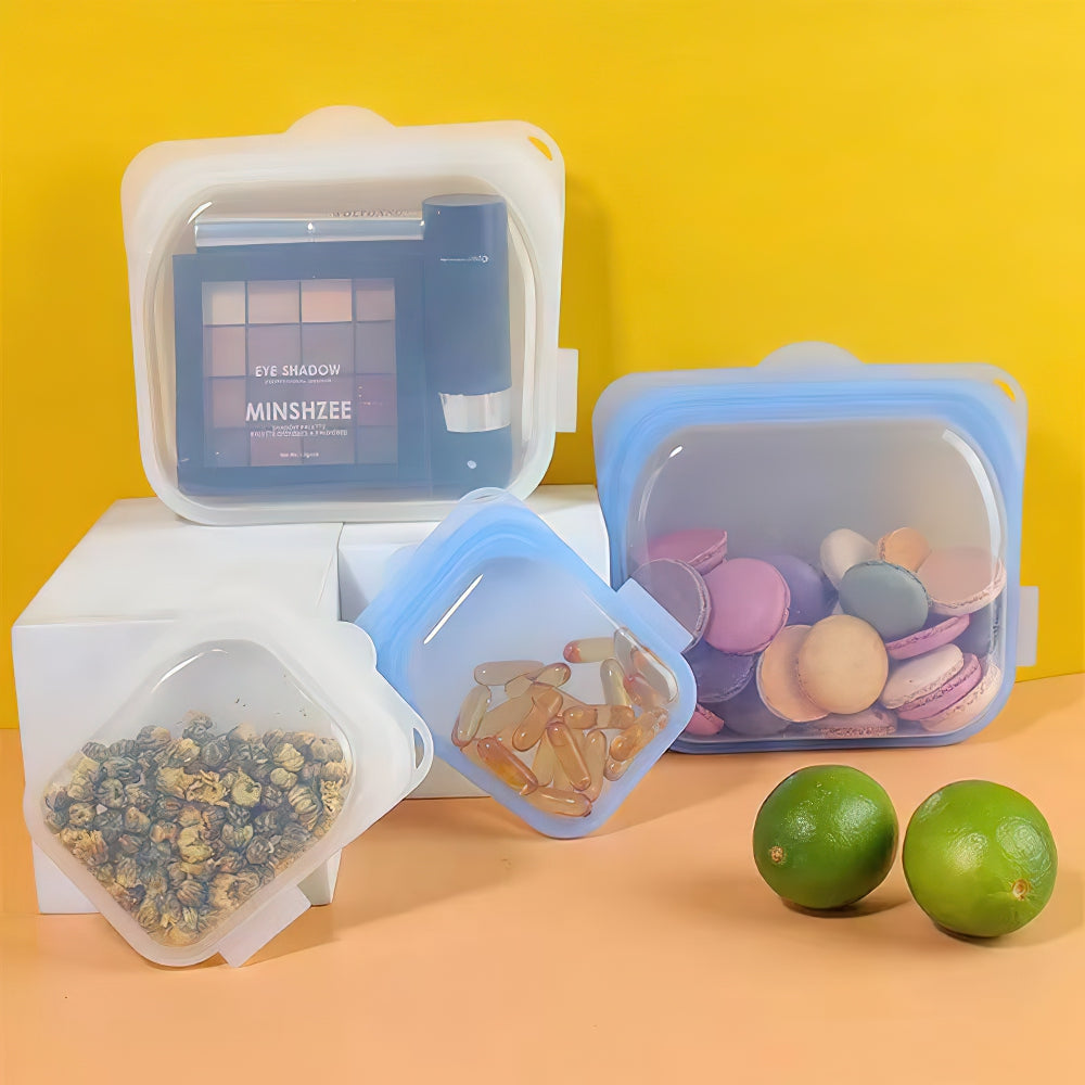 プラチナシリコーン食品グレードの再利用可能な収納バッグ