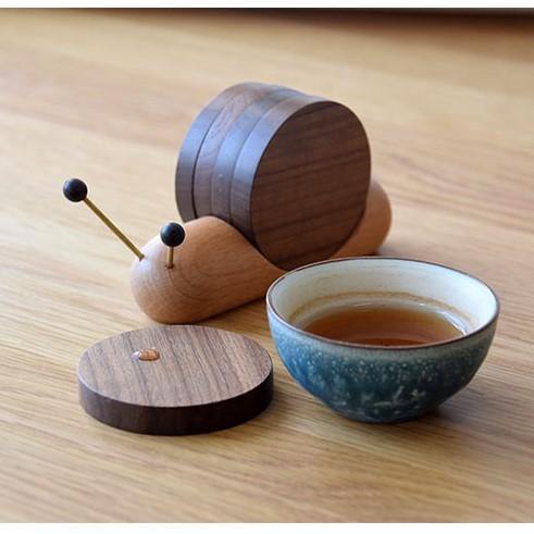 カタツムリコースターセット木製手作り家の装飾製品