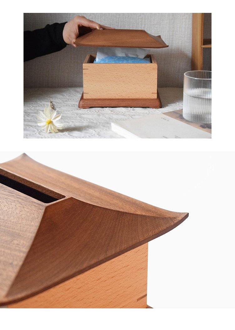 Caja de pañuelos de decoración de casa retro Cubierta de madera hecha a mano