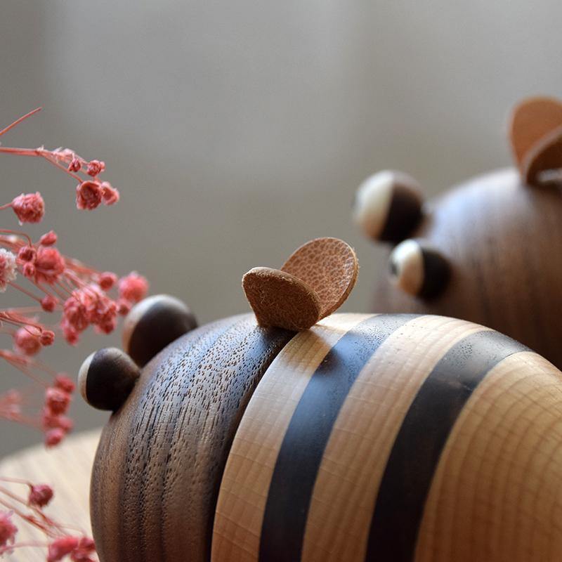 蜜蜂牙籤架木製手工餐桌裝飾品