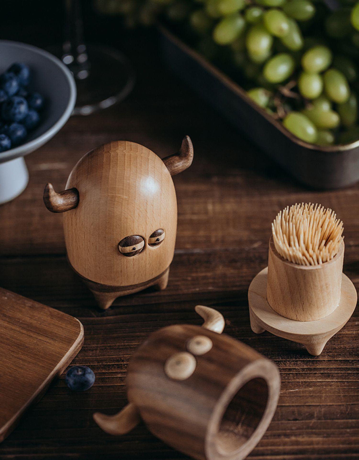 Little Monster Toothpick Holder Wooden handmade ornaments