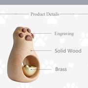Doorbell Decoration Wooden Handmade Engraving Cat Paw - Lazylifeshop