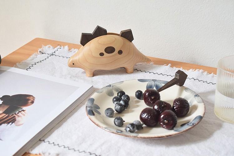 Stegosaurus Fruit Fork Handmade Wooden Dessert Fork Table Decoration