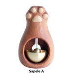 Doorbell Decoration Wooden Handmade Engraving Cat Paw - Lazylifeshop