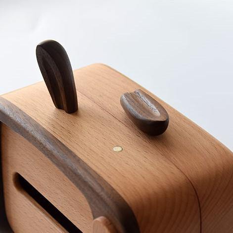 Retro TV caja de pañuelos cubierta de madera hecha a mano conejo decoración del hogar