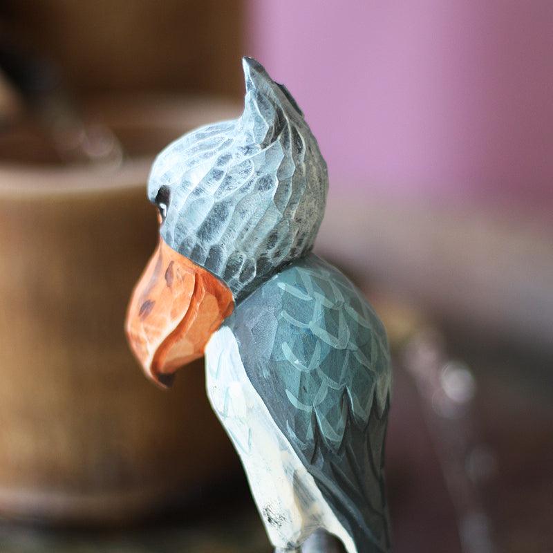 Shoebill Bird Figurines Hand Carved Painted Wooden