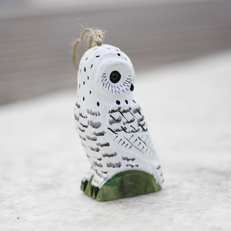 Owls Figurines Hand Carved Painted Wooden