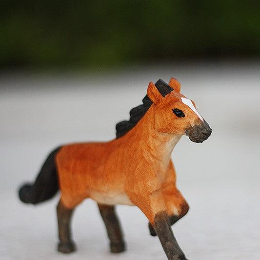 Horse Figurines Hand Carved Painted Wooden