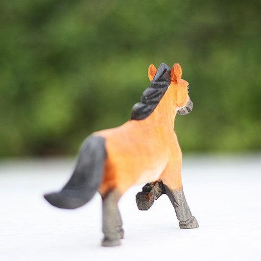 Horse Figurines Hand Carved Painted Wooden