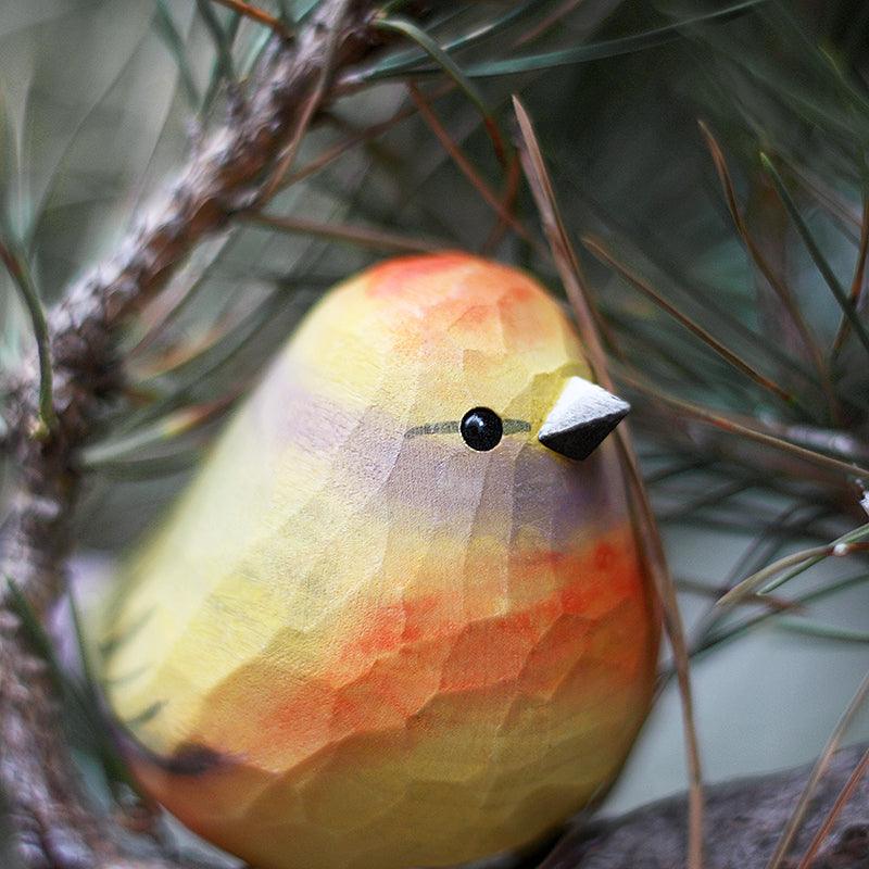 White-browed Tit-warbler Figurines Hand Carved Painted Wooden
